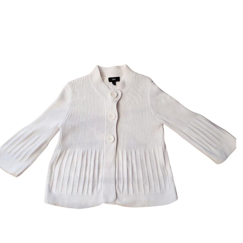 Mossimo 100% Cotton White 3 Button Cardigan Flared Bell Sleeve Knit Sz Large